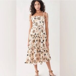 ULLA JOHNSON Lune Floral Poplin MIDI Dress Size 4
